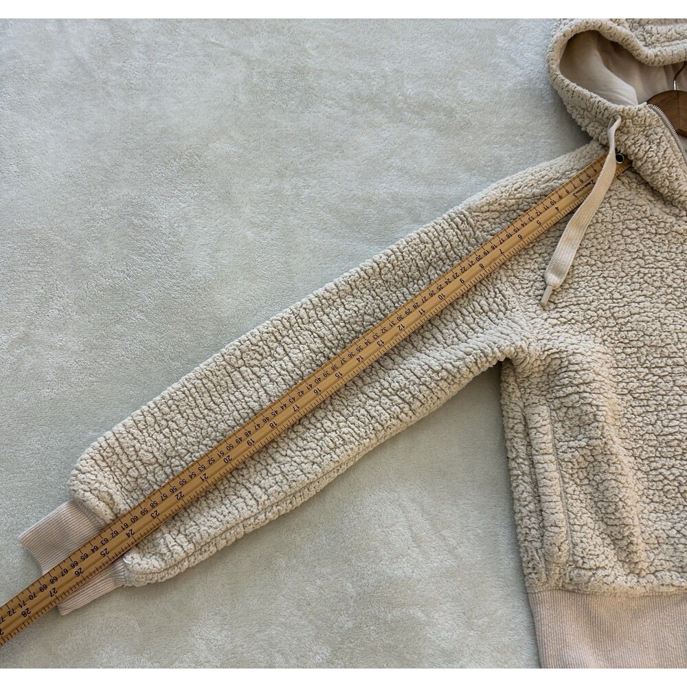 Offline Aerie Womens Sweater Small Hoodie Zip Up Sherpa Cozy Cream Teddy Chunky - Picture 9 of 14
